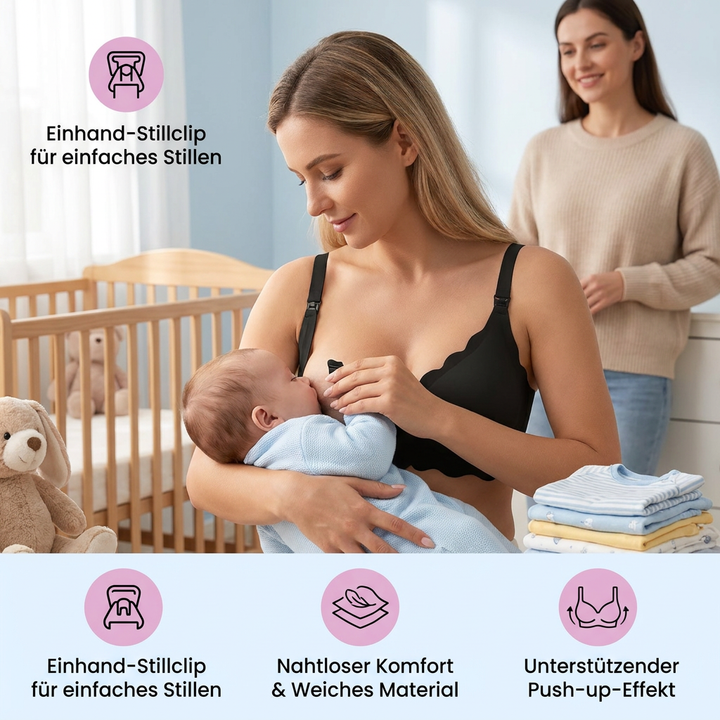 Dunkelblauer Umstands-BH ohne Bügel, atmungsaktiv & komfortabel für maximale Unterstützung.