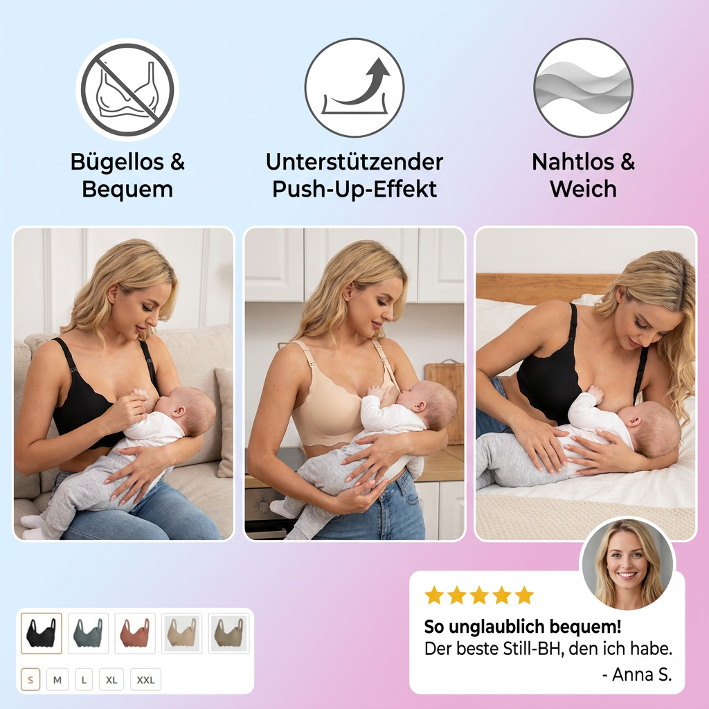 Weißer, nahtloser Still-BH für Damen, weich und drahtlos, ideal für diskretes Stillen.