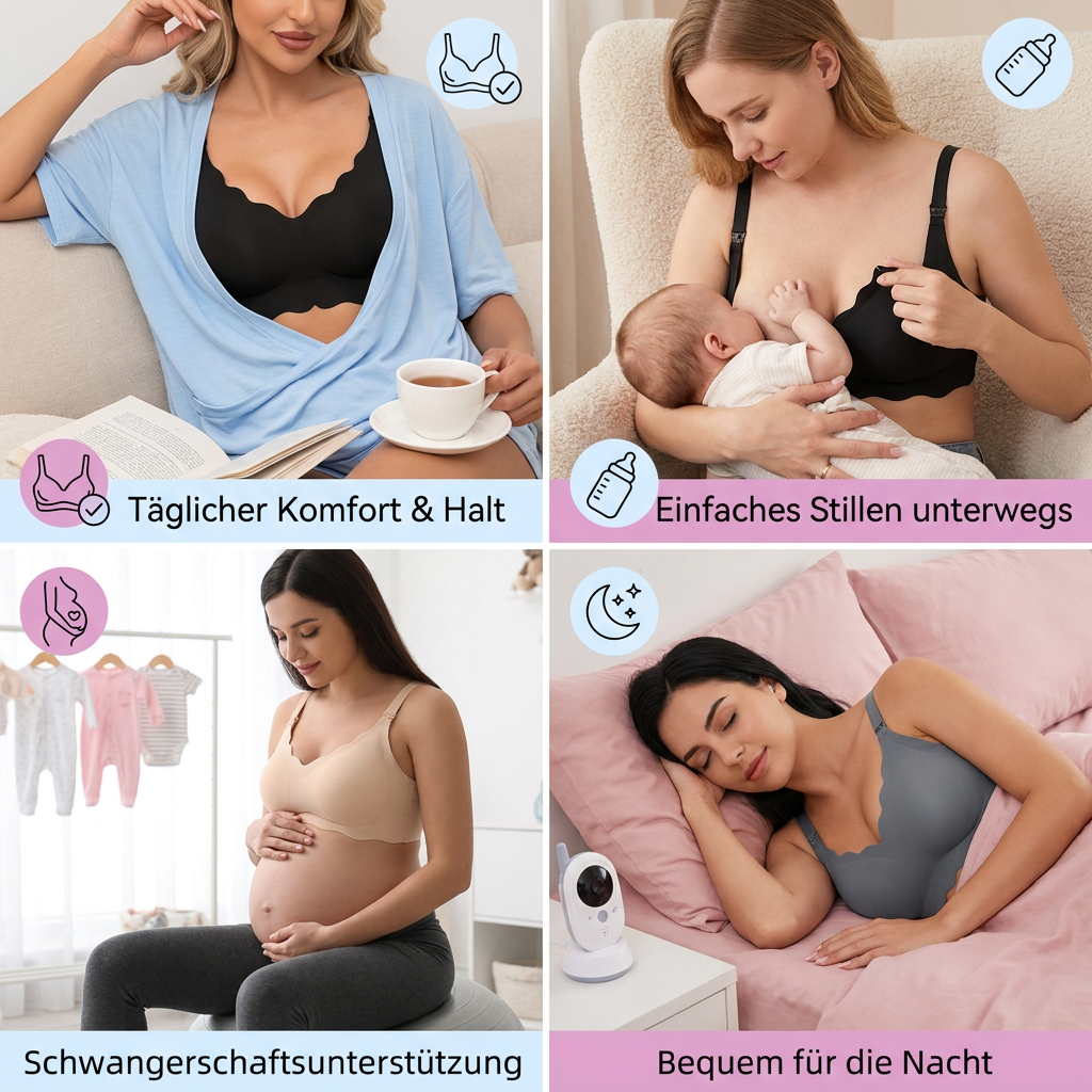 Grauer, bequemer Still- und Umstands-BH mit breiten Trägern für optimalen Halt.