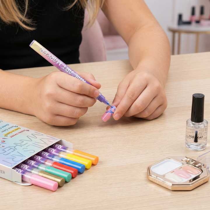 Acrylmarker Präzisionsstifte für detaillierte Nagelmalerei und filigrane Nail Art Muster.