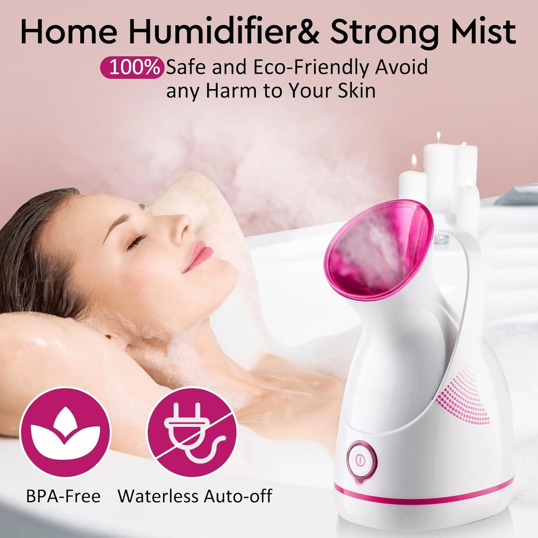 Beautygerät für Home-Spa: Nano-Ionen Gesichts-Dampfer für tiefe Porenreinigung & gesunde, hydratisierte Haut.