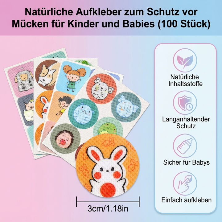 Sichere, hautfreundliche Insektenschutz-Aufkleber für Babys und Kinder, natürlicher Schutz.