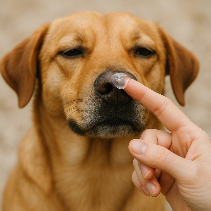 Natürliche Pflege- und Schutzcreme für Hundeschnauzen, ideal bei trockener Haut und als Wetterschutz.