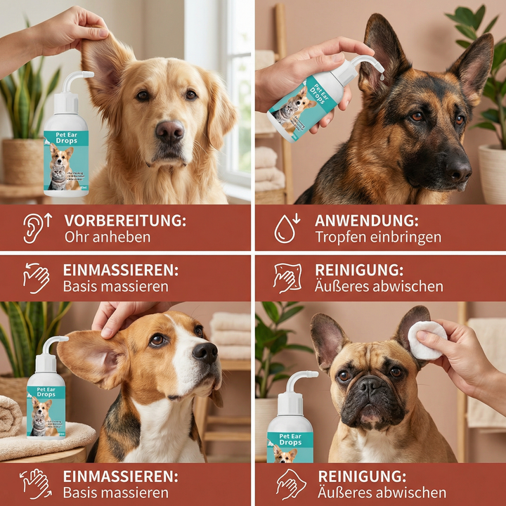 Natürlicher Ohrenreiniger für Hunde. Milde Formulierung für sensible Ohren & zur sanften Tierpflege.