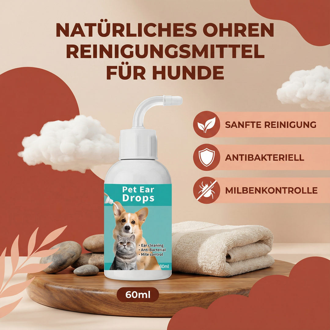 Hochwertiger Hundeohrenreiniger. Natürliche Inhaltsstoffe für eine effektive, schonende Ohrenpflege beim Haustier.