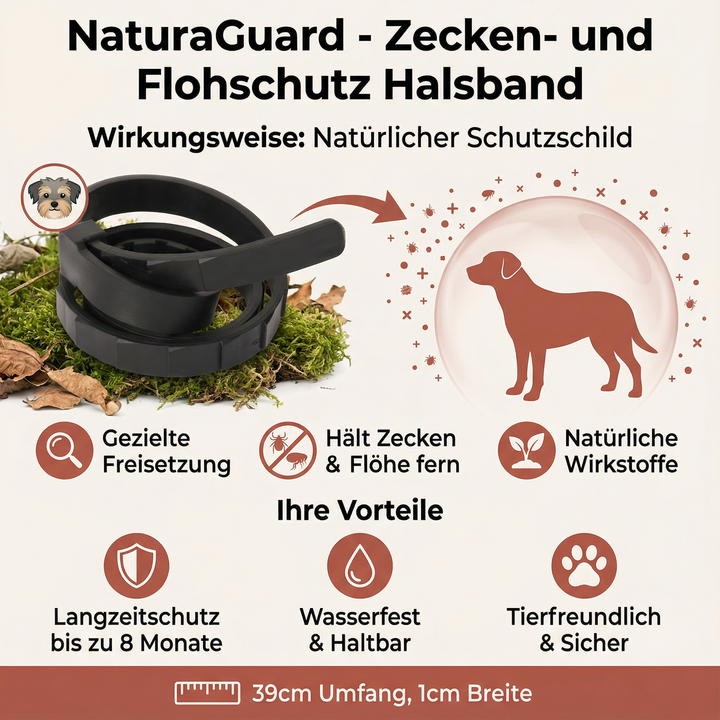 Natürliches Zeckenschutzhalsband für Haustiere; sichere & ungiftige Tierpflege für Hund & Katze.
