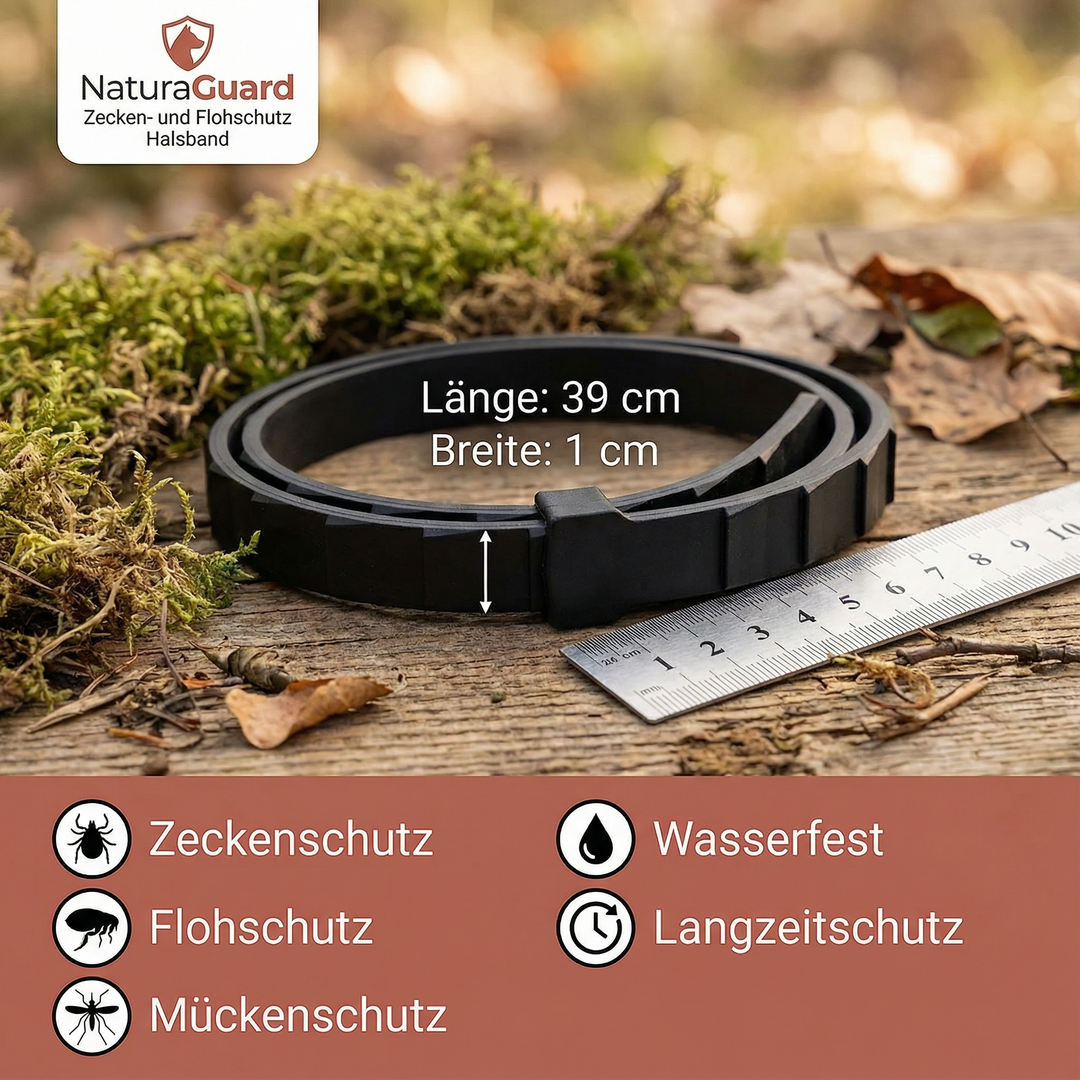 Natürlicher Zecken- & Flohschutz für Haustiere; sicheres und wasserdichtes Halsband zur Tierpflege.