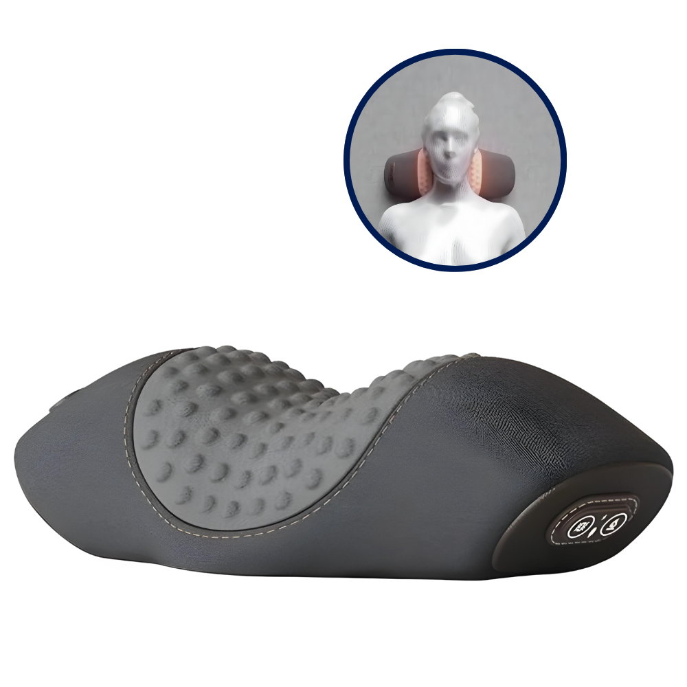 NeckEase Plus Nackenmassagekissen für tiefe Entspannung, Schmerzlinderung & Muskelentspannung. Ideal für Büro & Reise.