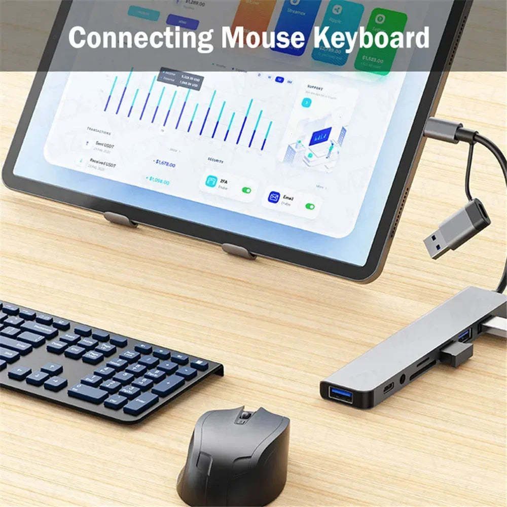 Eleganter Nexora 8-in-1 USB-C Hub aus Aluminium. Erweiterung für PC, Laptop & Tablet.