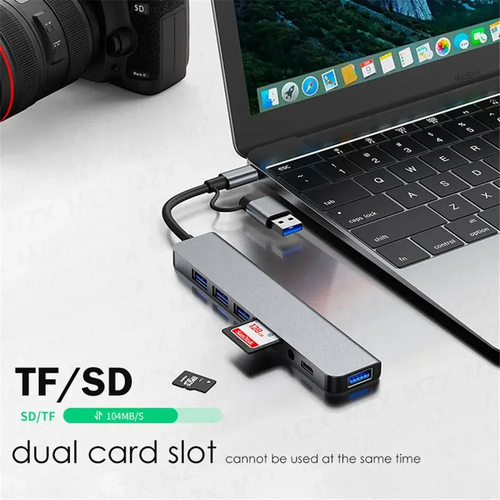 Multifunktionaler Nexora USB-C Hub: 8-in-1 Konnektivität für Geräte. Praktisches PC- & Laptop-Zubehör.
