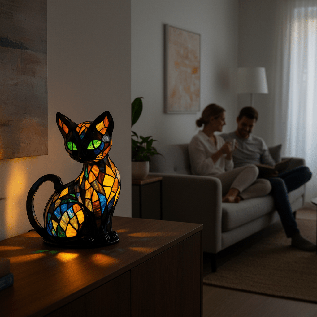Dekorative LED-Katzenlampe als Stimmungslicht, perfekt für Kinderzimmer und als Schlafzimmer-Deko.