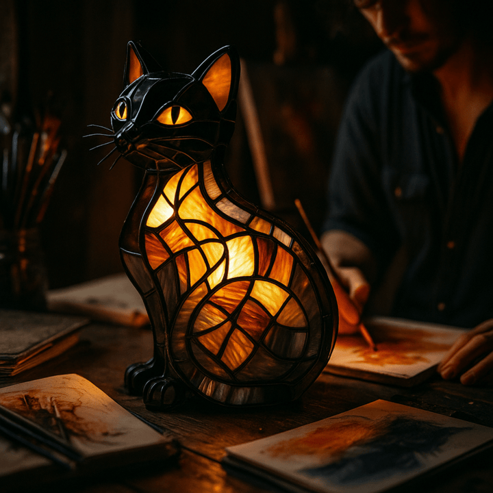 Charmante Katzen-LED-Lampe als Nachtlicht und Dekoration, sorgt für sanfte Helligkeit im Kinderzimmer.