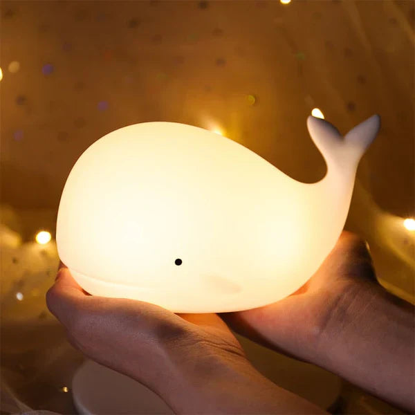 Süße Wal-Nachtlampe für Babys & Kinder, mit Farbwechsel, Touch-Sensor und beruhigendem LED Licht.