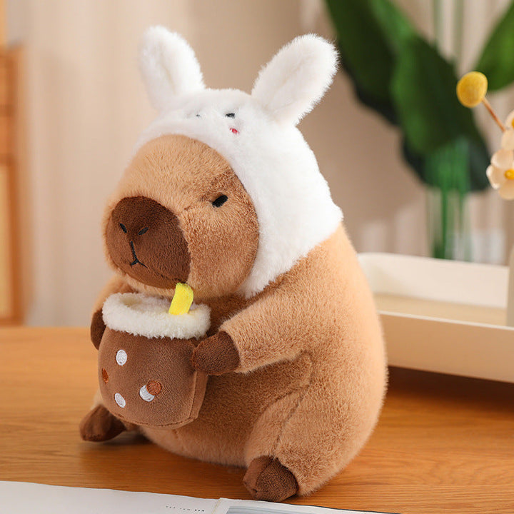 Niedliche Kaninchen Kuschelpuppe, beiges weiches Plüschtier mit langen Ohren. Ideales Spielzeug & Geschenk für Kinder.
