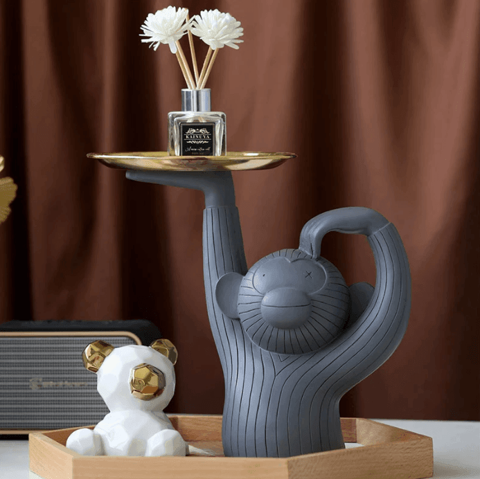 Einzigartiges Affenfigur Harz-Tablett, tolle Geschenkidee & Wohnaccessoire mit praktischer Ablage.