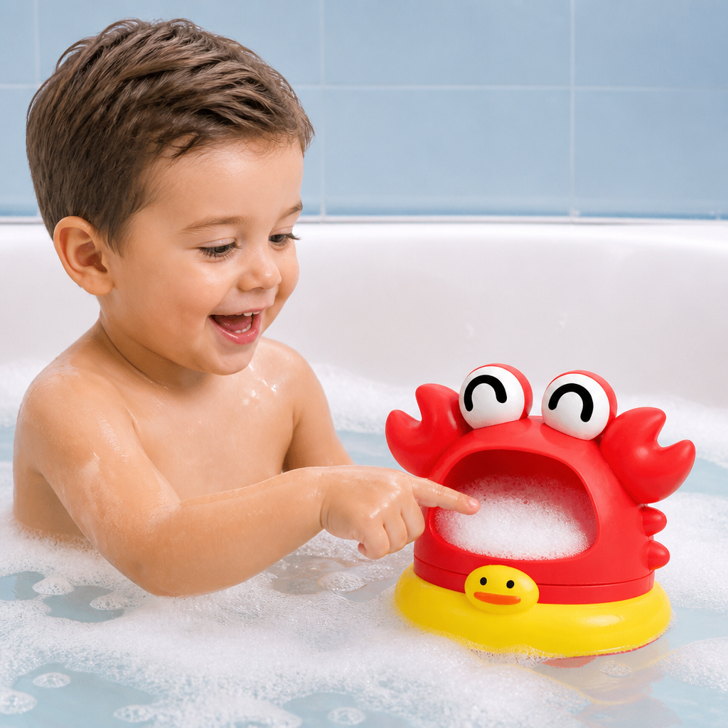 Niedliches automatisches Seifenblasen-Badespielzeug für Kinder; Schaummacher für Badewannen-Spaß.