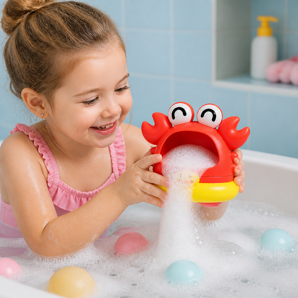 Automatischer Schaummacher als Badespielzeug; kinderfreundliches Seifenblasen-Spielzeug für die Badewanne.