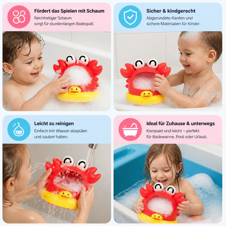 Geschenk: Automatischer Seifenblasen-Schaummacher für Kinder; Badespielzeug für endlosen Badewannen-Spaß.