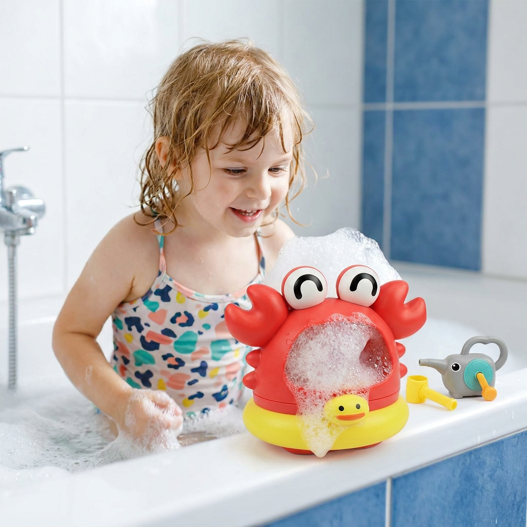 Niedliches Seifenblasen-Badespielzeug für Kinder; automatischer Schaummacher & Wasserspielzeug für Badewanne.