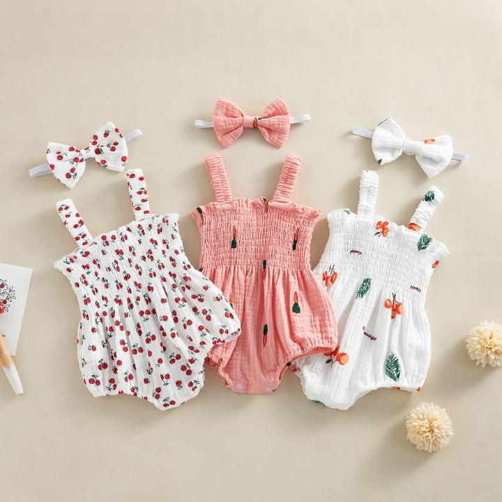 Niedliches Baby Sommer Strampler Set für Mädchen, weich & bequem, ideal für warme Tage.