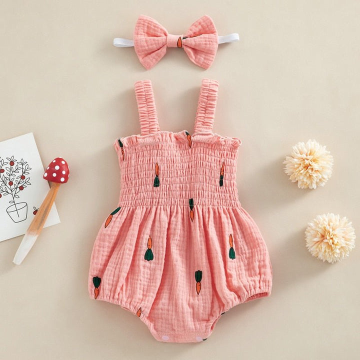 Bequemes Baby Sommer Strampler Set für Mädchen, leichtes Kleinkind Outfit, perfekt für heiße Tage.