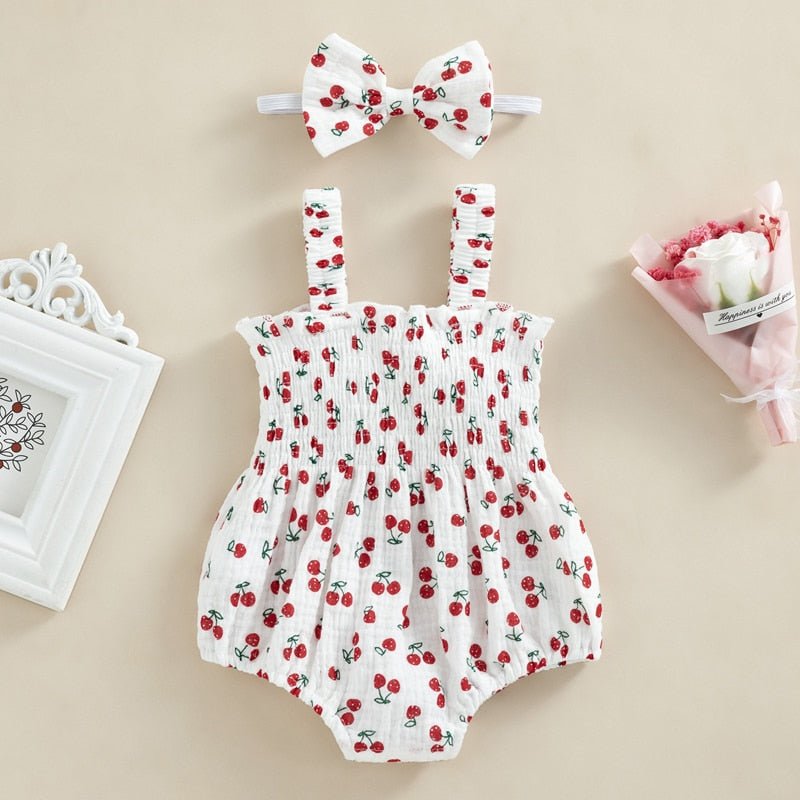 Schönes Baby Strampler Set als Geschenk für Mädchen, süßer Sommer Spielanzug, bequem & modisch.