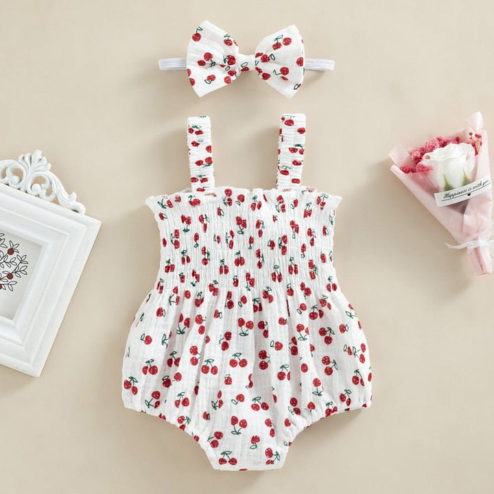 Schönes Baby Strampler Set als Geschenk für Mädchen, süßer Sommer Spielanzug, bequem & modisch.