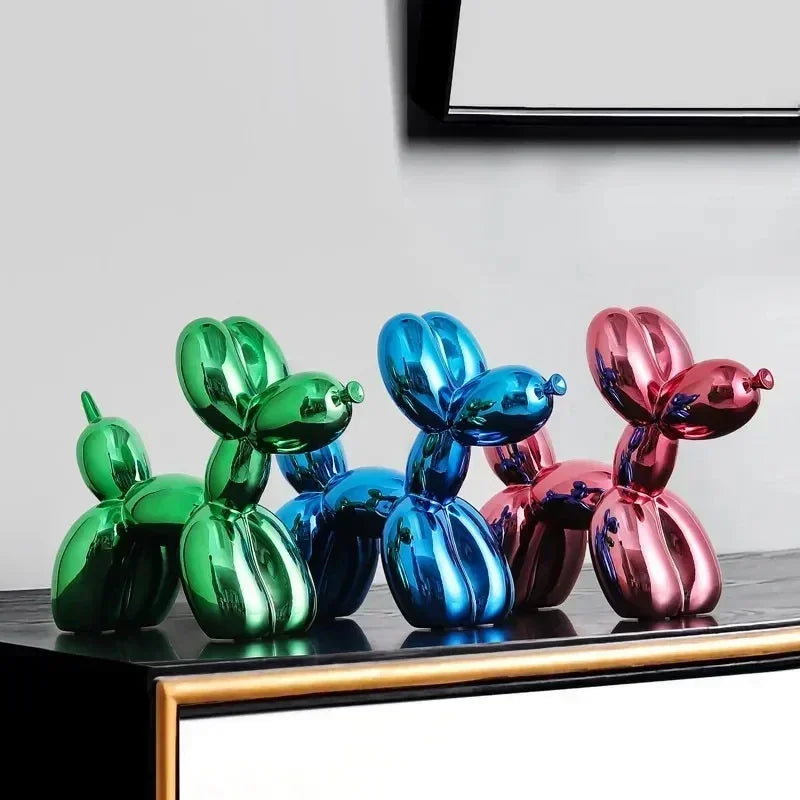 Minimalistische Ballon Hund Skulptur, nordisches Design als modernes Kunstobjekt und Wohnaccessoire.