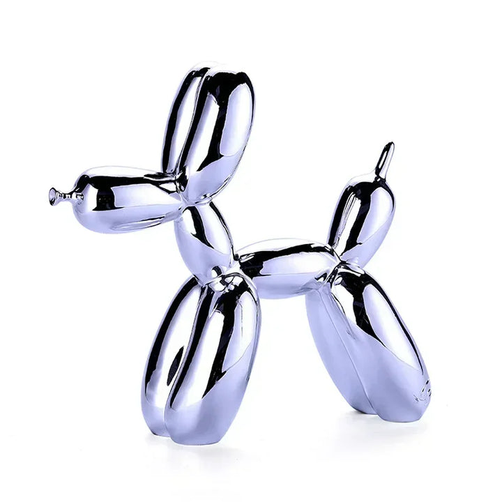 Glänzende Ballon Hund Figur, elegante Tierfigur als modernes Wohnaccessoire und Dekoration.