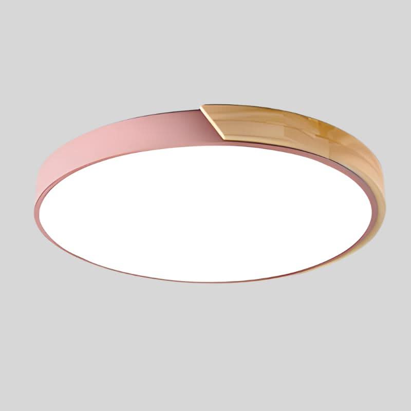 Gemütliche runde Holz-Deckenleuchte; LED Beleuchtung im Skandi-Look für Wohnräume.