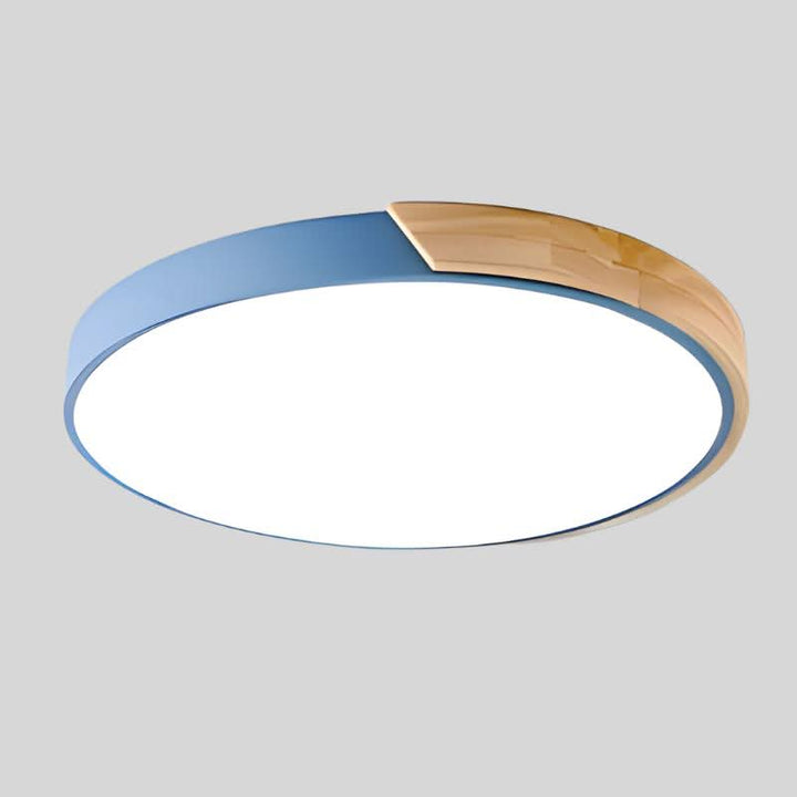 Zeitlose LED Deckenlampe aus Holz; runde Form, modern und minimalistisch.