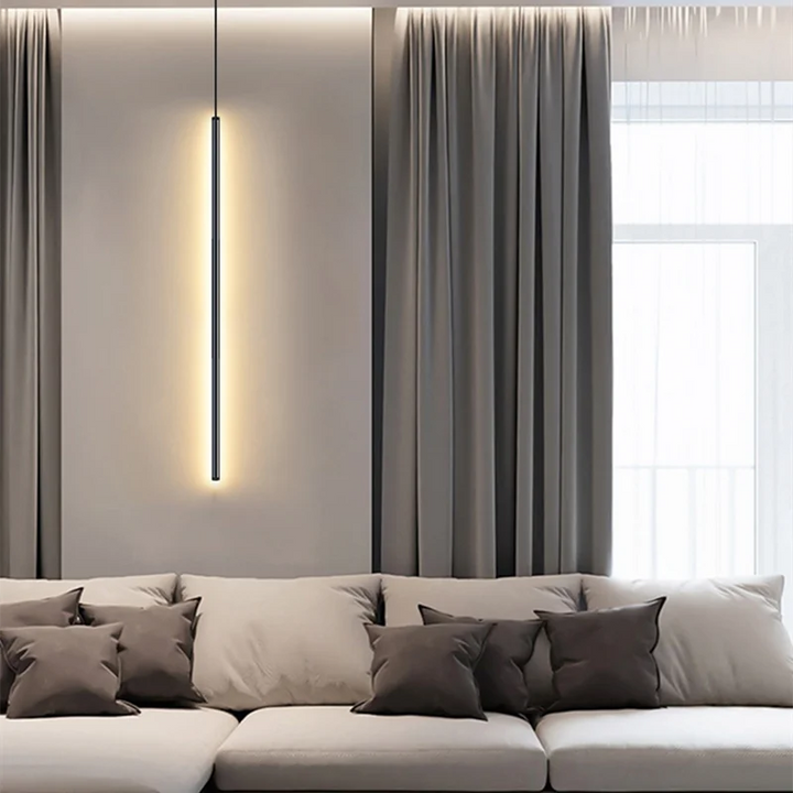 Elegante LED Pendelleuchte für Essbereich, minimalistische Hängelampe für eine gemütliche Atmosphäre.