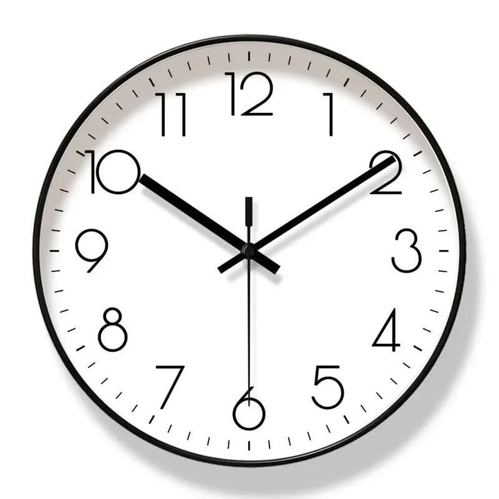 Hochwertige nordische Design-Wanduhr, minimalistisch, leises Quarz-Uhrwerk, stilvolles, zeitloses Wohnaccessoire.