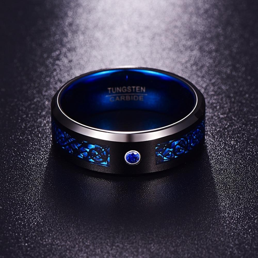 Glänzender nordischer Ring "Walhalla Azur" mit azurblauem Edelstein, symbolisiert Walhalla Macht.