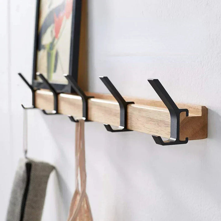 Nordivo Wandgarderobe skandinavisches Design, bewegliche Doppelhaken für Flur. Modern & platzsparend.