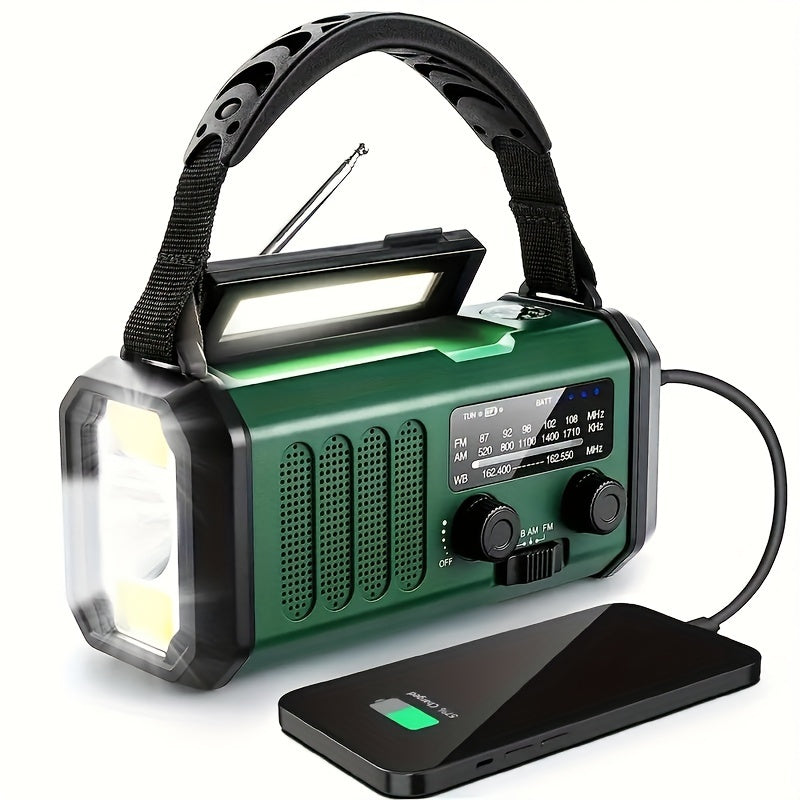 Notfallradio mit Kurbel, Solar, Taschenlampe & Powerbank für Outdoor, Camping & Krisenvorsorge.