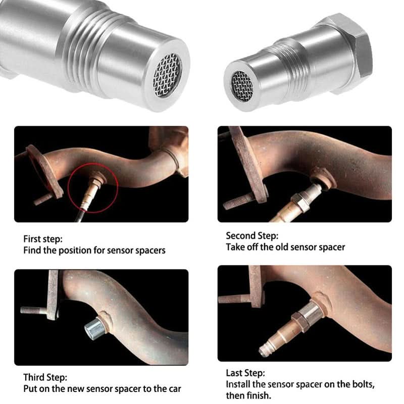 Robuster O2-Sensor-Adapter für Motortuning, verhindert Check Engine Light am Fahrzeug.