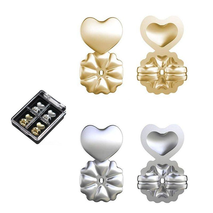 Goldener Ohrringstabilisator: Schluss mit hängenden Ohrsteckern. Eleganter, hypoallergener Schmuck für Frauen.
