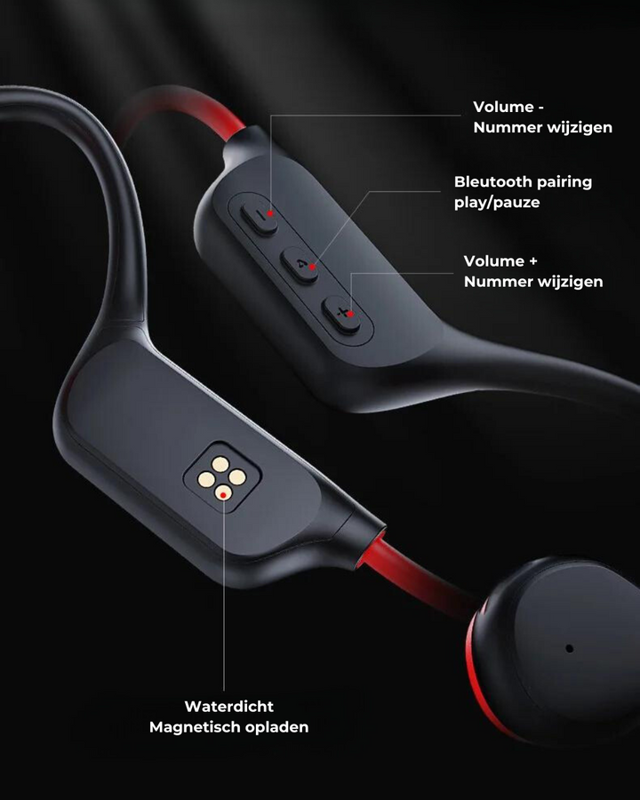 Sportliche Open-Ear Bluetooth Kopfhörer für sichere Outdoor-Aktivitäten; Komfort und Umgebungsbewusstsein beim Training.