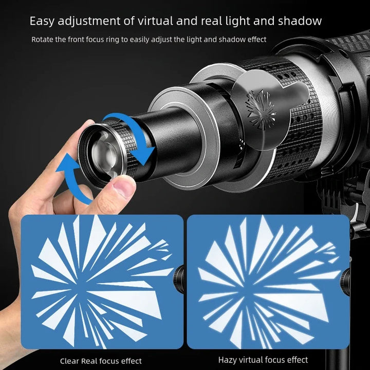 Vielseitiges optisches Kegellinsen-Kit mit 35 Gobos für professionelle Lichtgestaltung in Foto- & Videostudios.