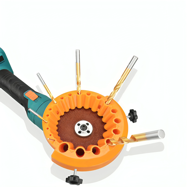 Ergonomisches, orangefarbenes Bohrer-Schärfgerät, unverzichtbares Zubehör für jede Werkstatt & Heimwerken.