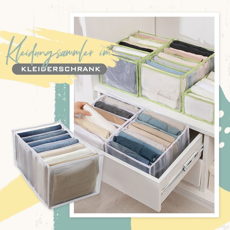 OrgaPure™ Kleiderschrank Organizer für stressfreie Ordnung, faltbar & platzsparend im Schrank.