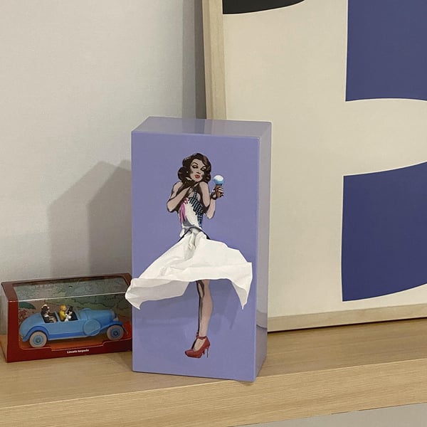 Dekorative Flying Skirt Taschentuchbox, lustiges & interaktives Design, ideal als Geschenkidee & Büro-Deko.