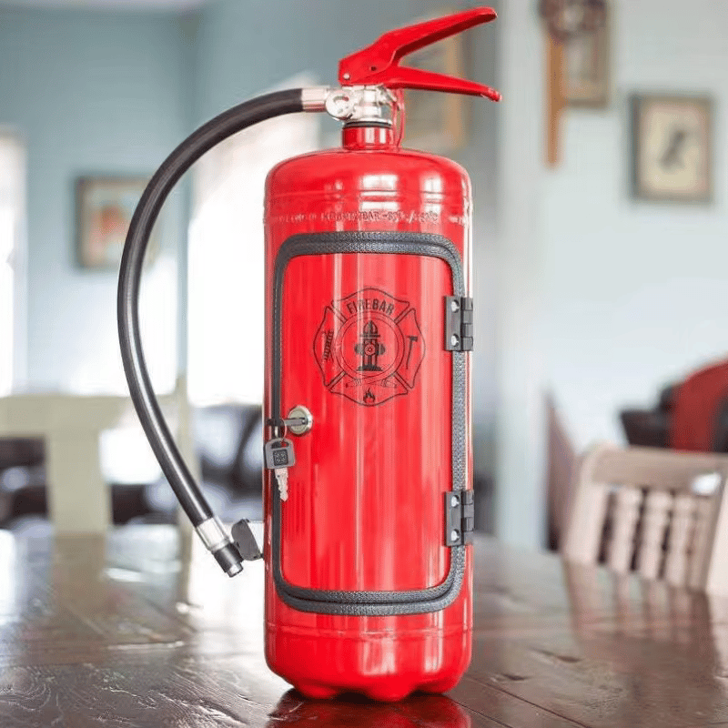 Hochwertige Feuerlöscher Mini-Bar, bereit zum Befüllen – das perfekte, originelle Männergeschenk für jede Feier.