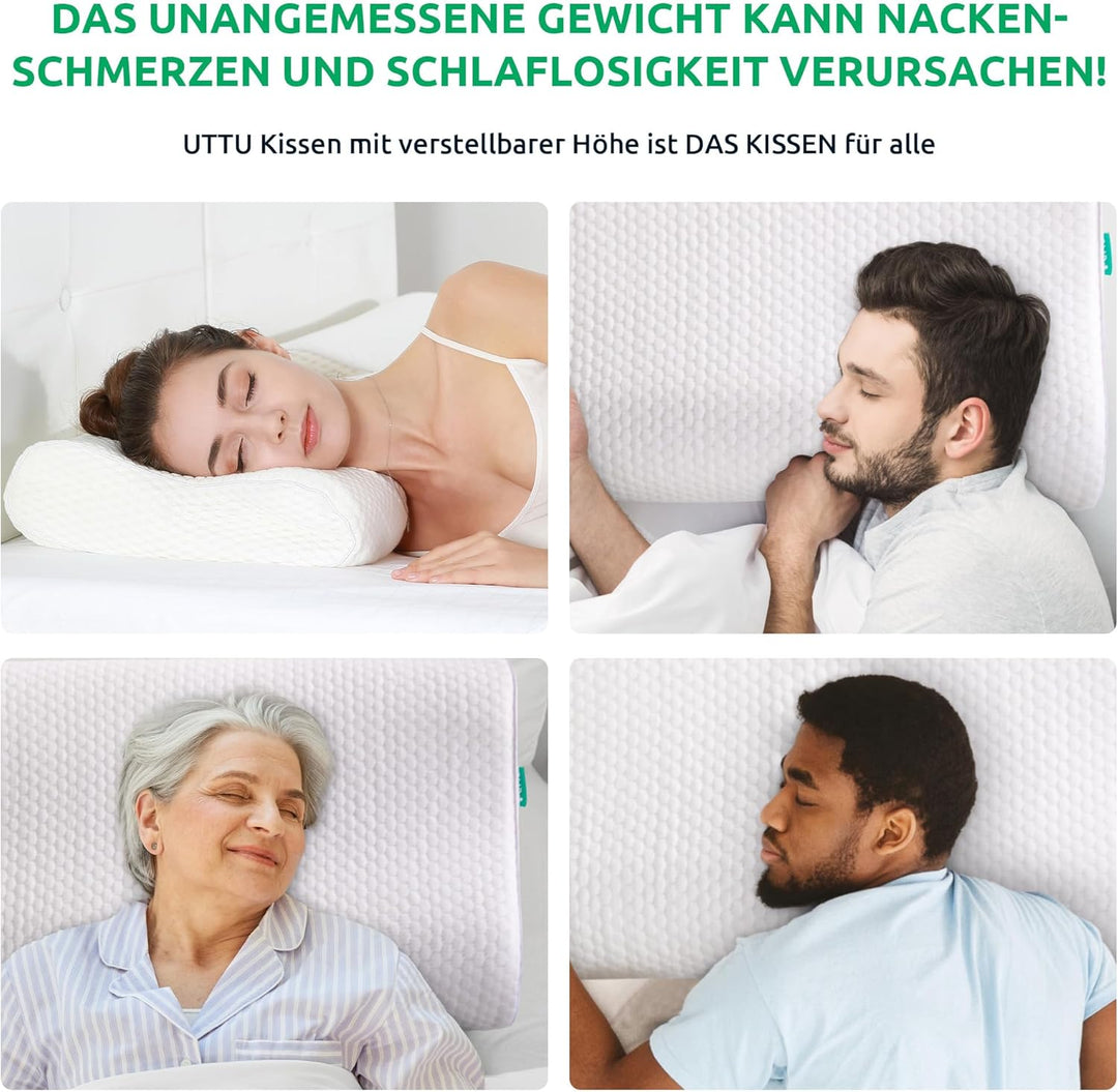 Orthopädisches Kopfkissen für optimale Schlafposition, lindert Nackenschmerzen & fördert gesunde Erholung.