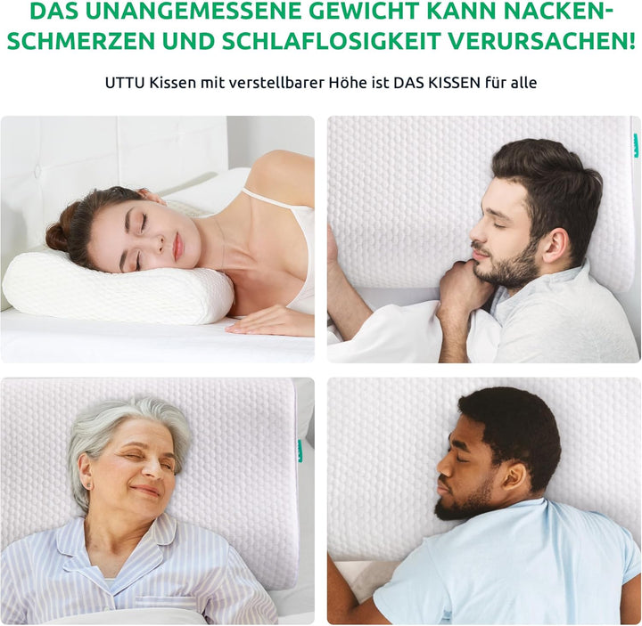 Orthopädisches Kopfkissen für optimale Schlafposition, lindert Nackenschmerzen & fördert gesunde Erholung.