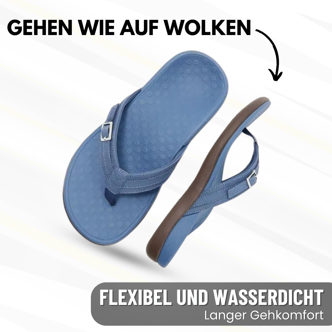 Damen Komfort Sandalen mit rutschfester Sohle. Orthopädisch geformt für Sommer & Alltag.