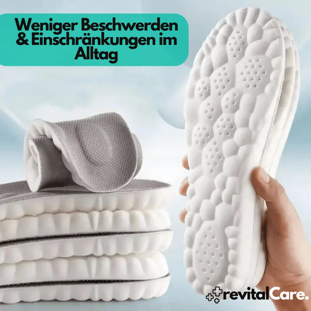 Fersendämpfung der FlexiFit 4D Einlegesohle für Stoßabsorption, Komfort & schmerzfreie Füße in Sportschuhen.