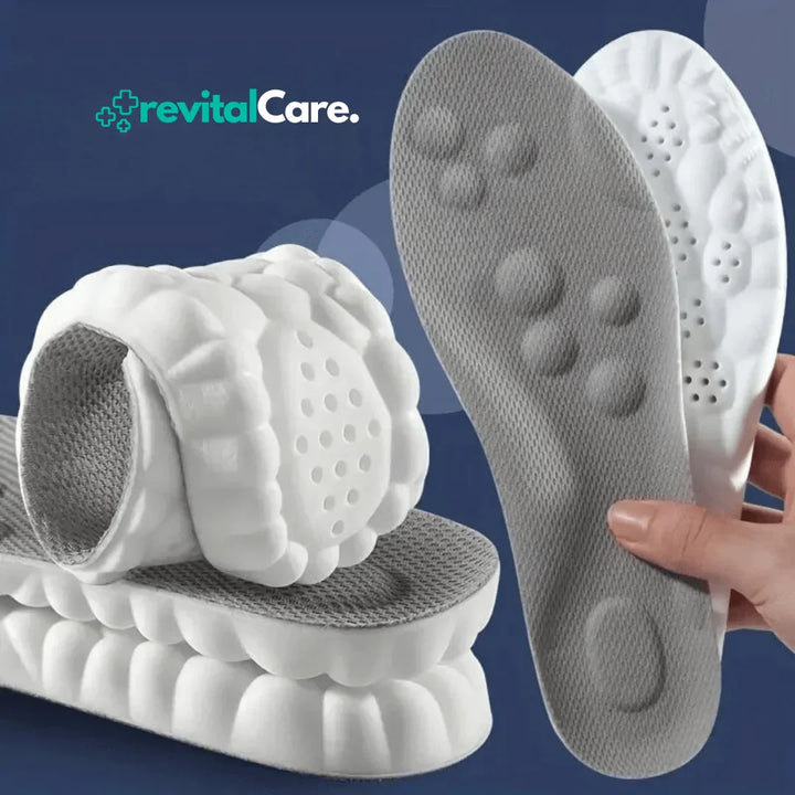 Ergonomische FlexiFit 4D Einlegesohle mit optimaler Dämpfung & Fußstütze für ganztägigen Komfort.