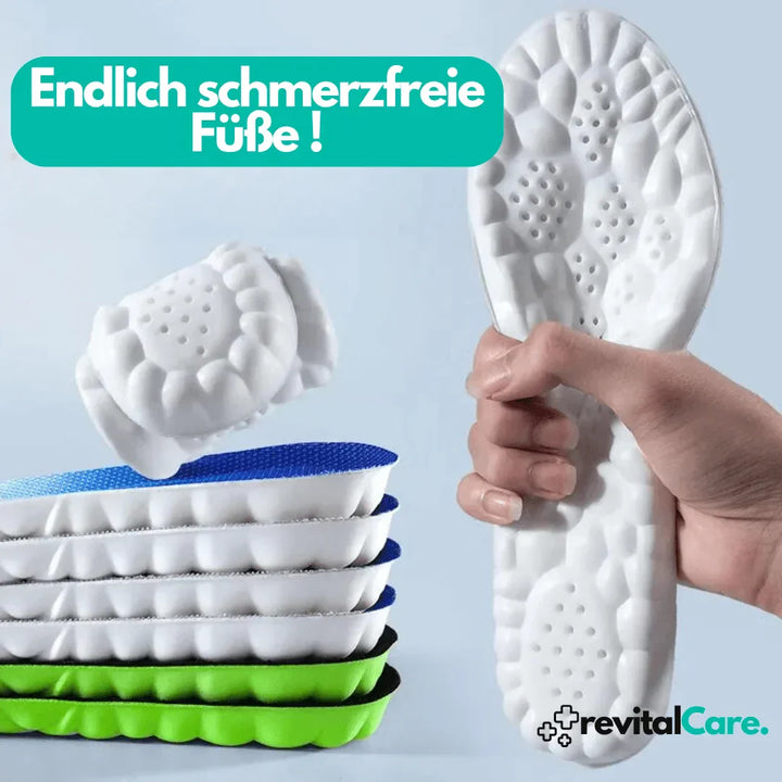 Ansicht der FlexiFit 4D Orthopädischen Einlegesohlen, ideal für Alltags- & Sportschuhe, verbessert Fußkomfort.